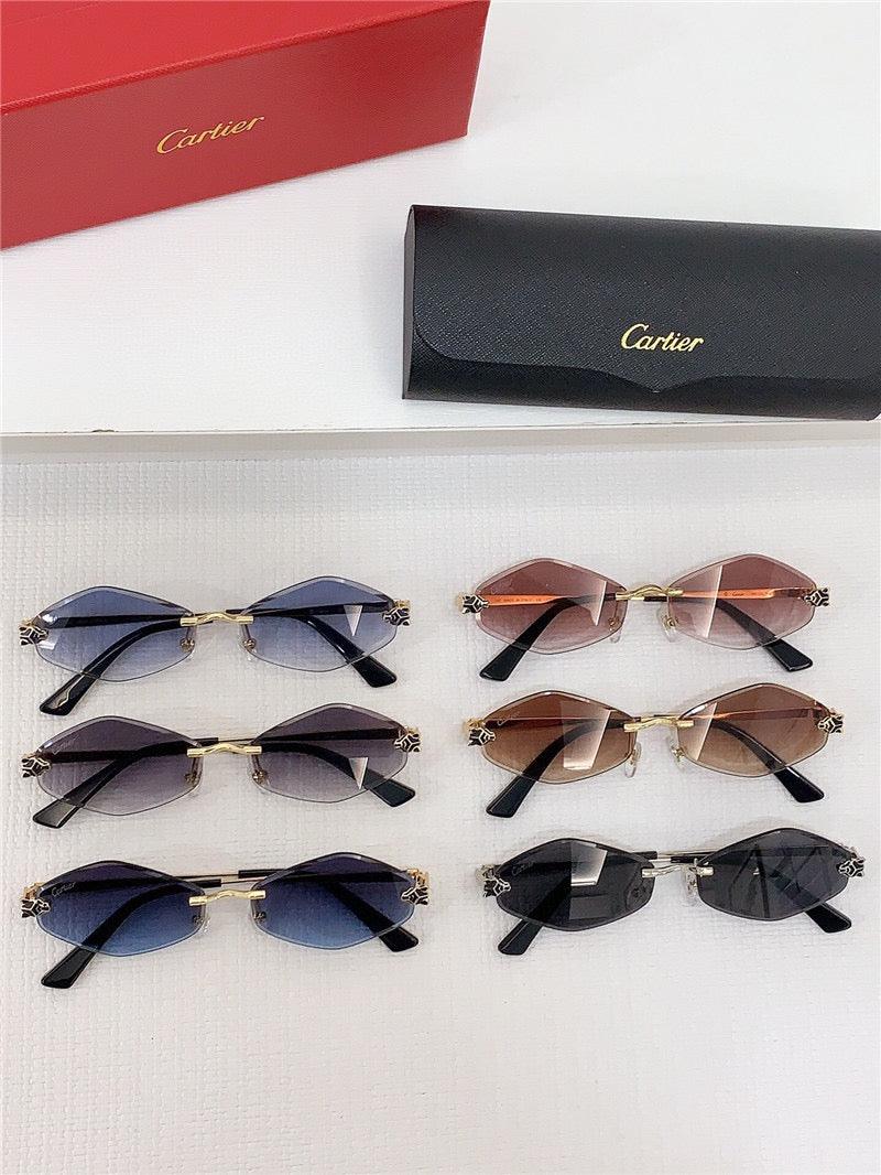 1 2024 NEW Cartier Eyewear Tiger Head-plaque geometric-frame sunglasses Panthere CT0433S 001 🐆 - buyonlinebehappy