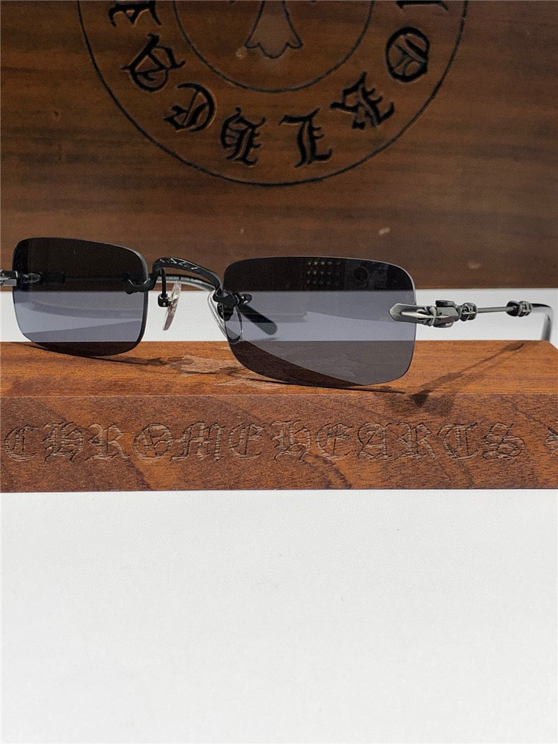 Rare CHROME HEARTS 49-22-144 PILLS II Floral Temple Rimless Glasses ⚜️ - buyonlinebehappy