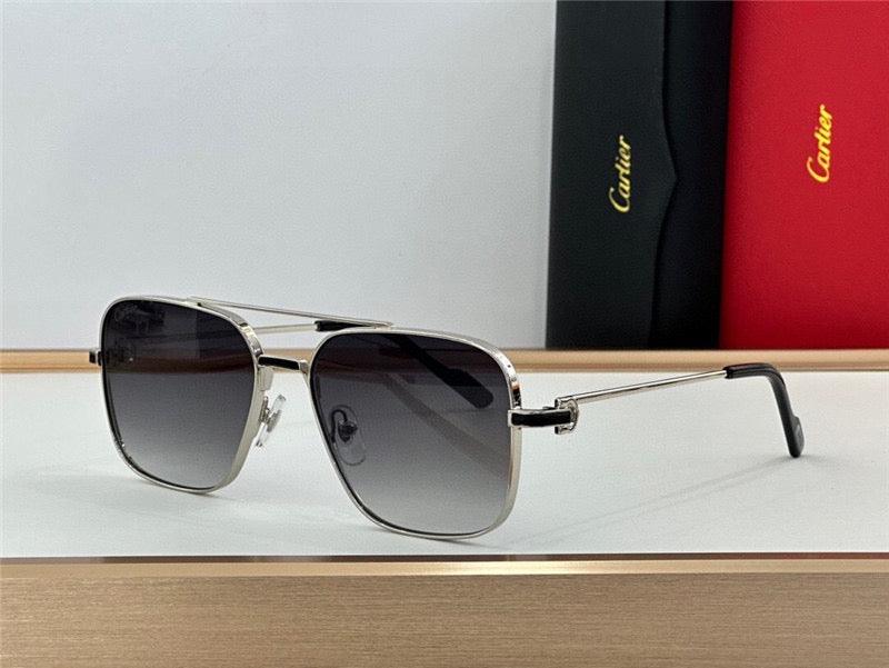 Cartier Square Sunglasses Gold Grey Metal CA38👑 - buyonlinebehappy