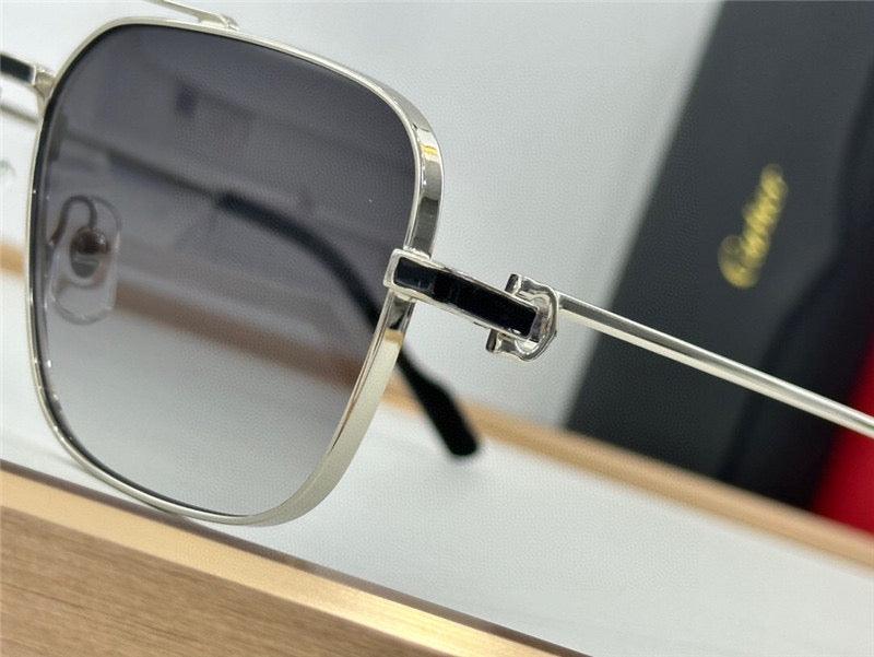 Cartier Square Sunglasses Gold Grey Metal CA38👑 - buyonlinebehappy