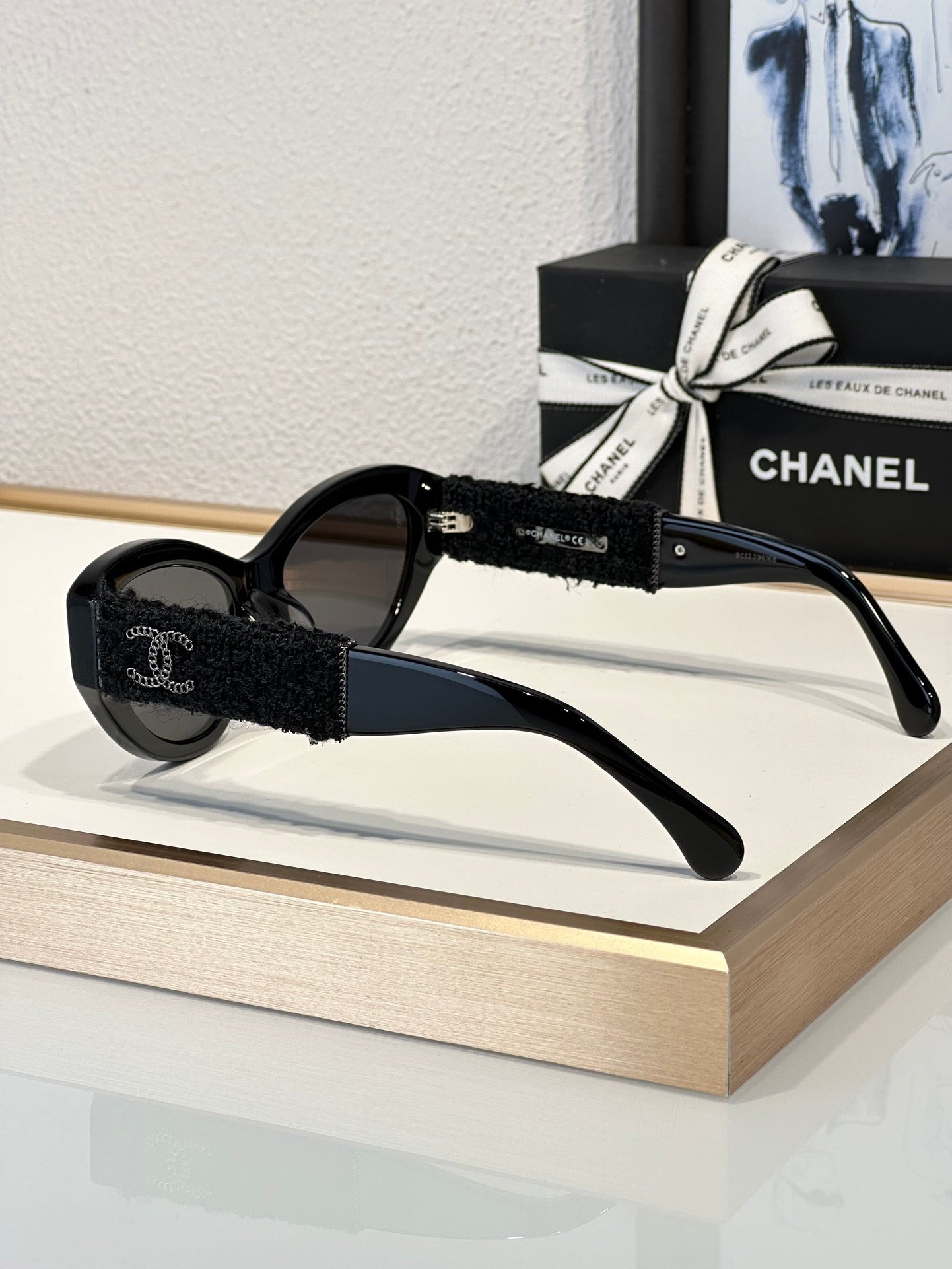 CHANEL 5513 Cat Eye Sunglasses Acetate & Tweed Black & Gold frame 5 Colors ✨ - buyonlinebehappy