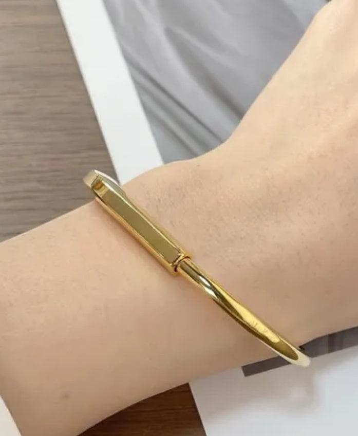 Tiffany&Co 18k gold plated Unisex Unique Style Bangle lock bracelets fashion silver rose yellow gold with box fits 16-21 cm ✨ - buyonlinebehappy