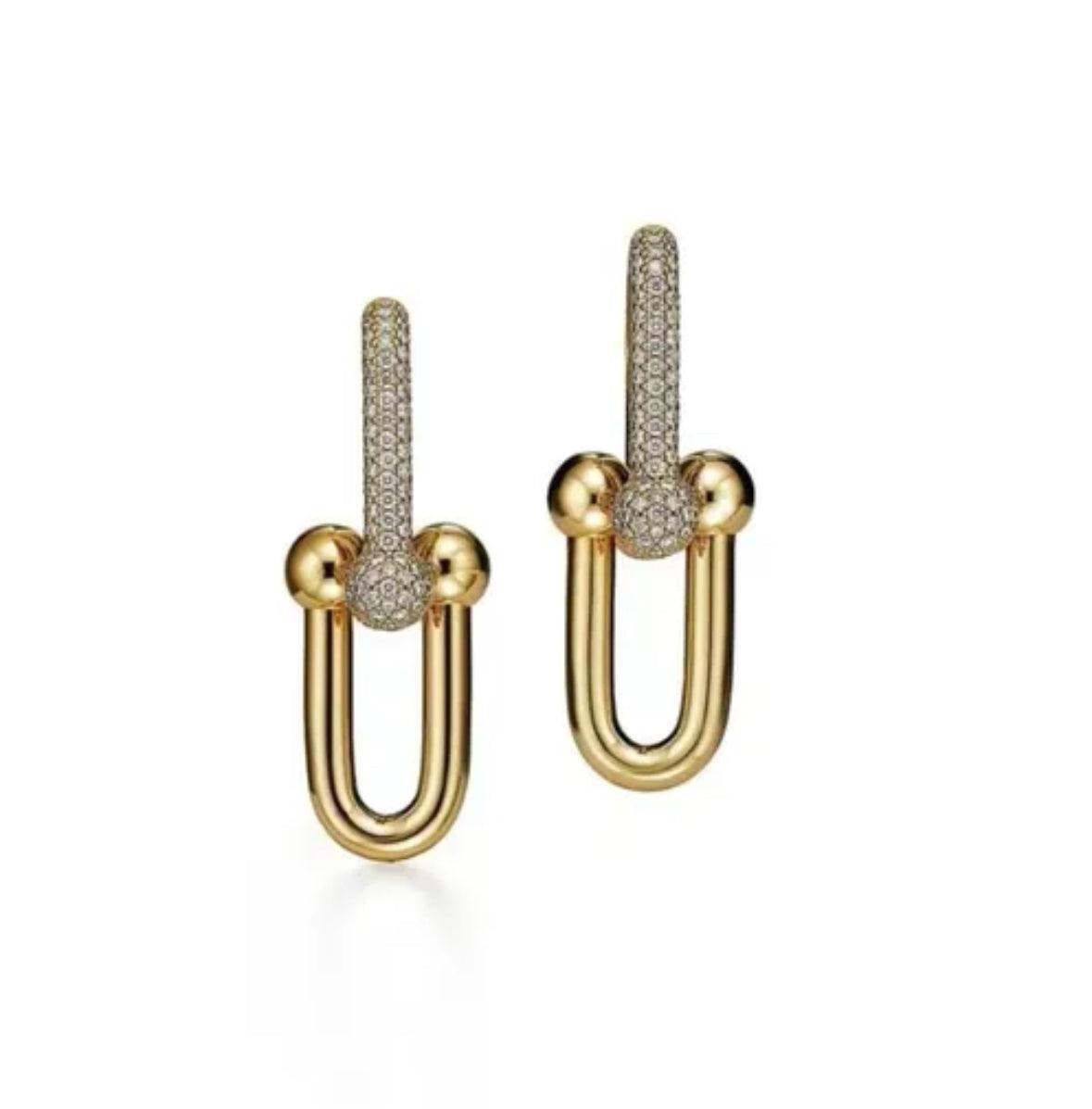 Tiffany&Co 18k Gold Plated 12 models Long Earrings Chain Link Diamond luxury Designer Jewelry for Women's Lock graduated Pavé Diamonds ✨ - buyonlinebehappy