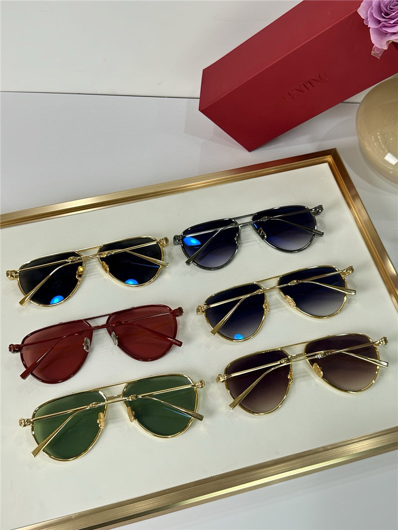 Valentino V-Stud II Titanium Aviator Unisex Sunglasses✨