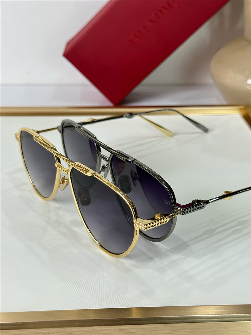 Valentino V-Stud II Titanium Aviator Unisex Sunglasses✨