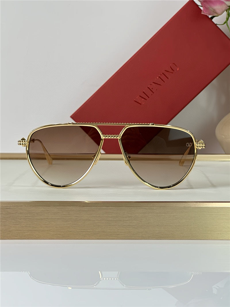 Valentino V-Stud II Titanium Aviator Unisex Sunglasses✨