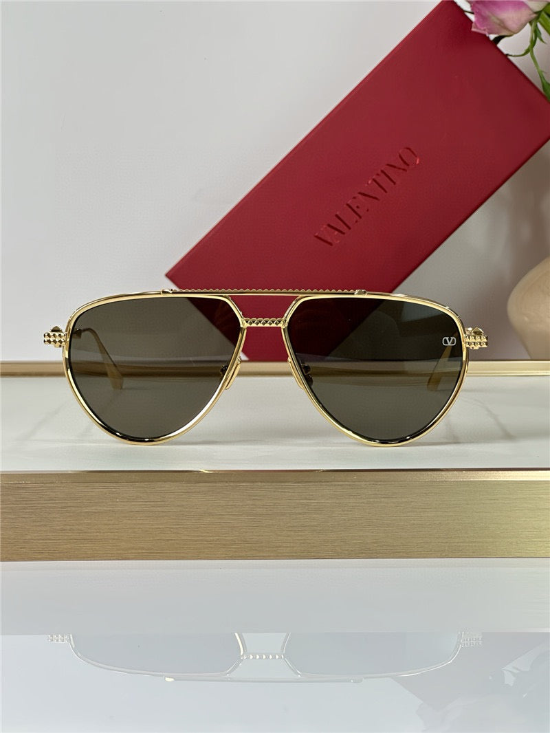 Valentino V-Stud II Titanium Aviator Unisex Sunglasses✨