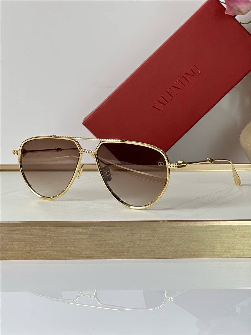 Valentino V-Stud II Titanium Aviator Unisex Sunglasses✨