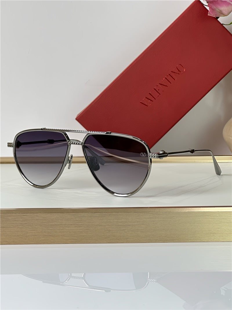 Valentino V-Stud II Titanium Aviator Unisex Sunglasses✨