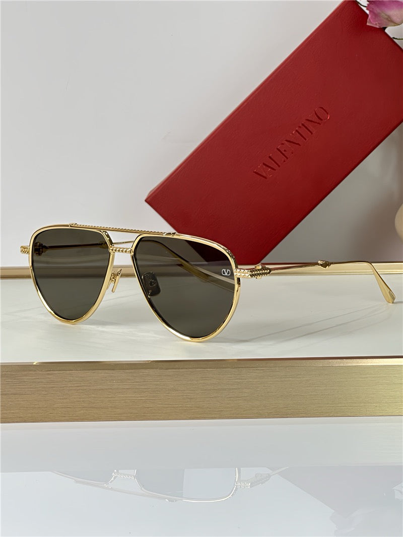 Valentino V-Stud II Titanium Aviator Unisex Sunglasses✨