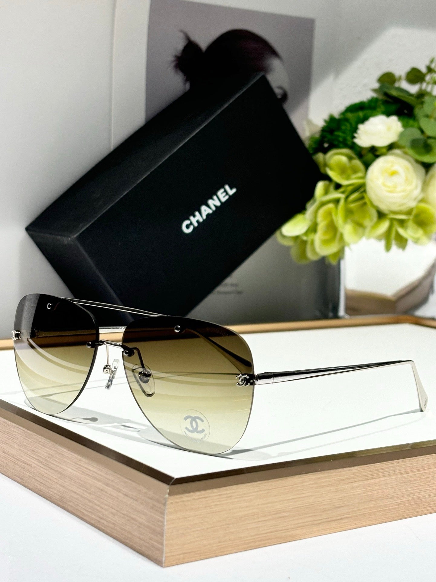 CHANEL 4285T  Aviator Pilot Women's Titanium Sunglasses  ✨$910