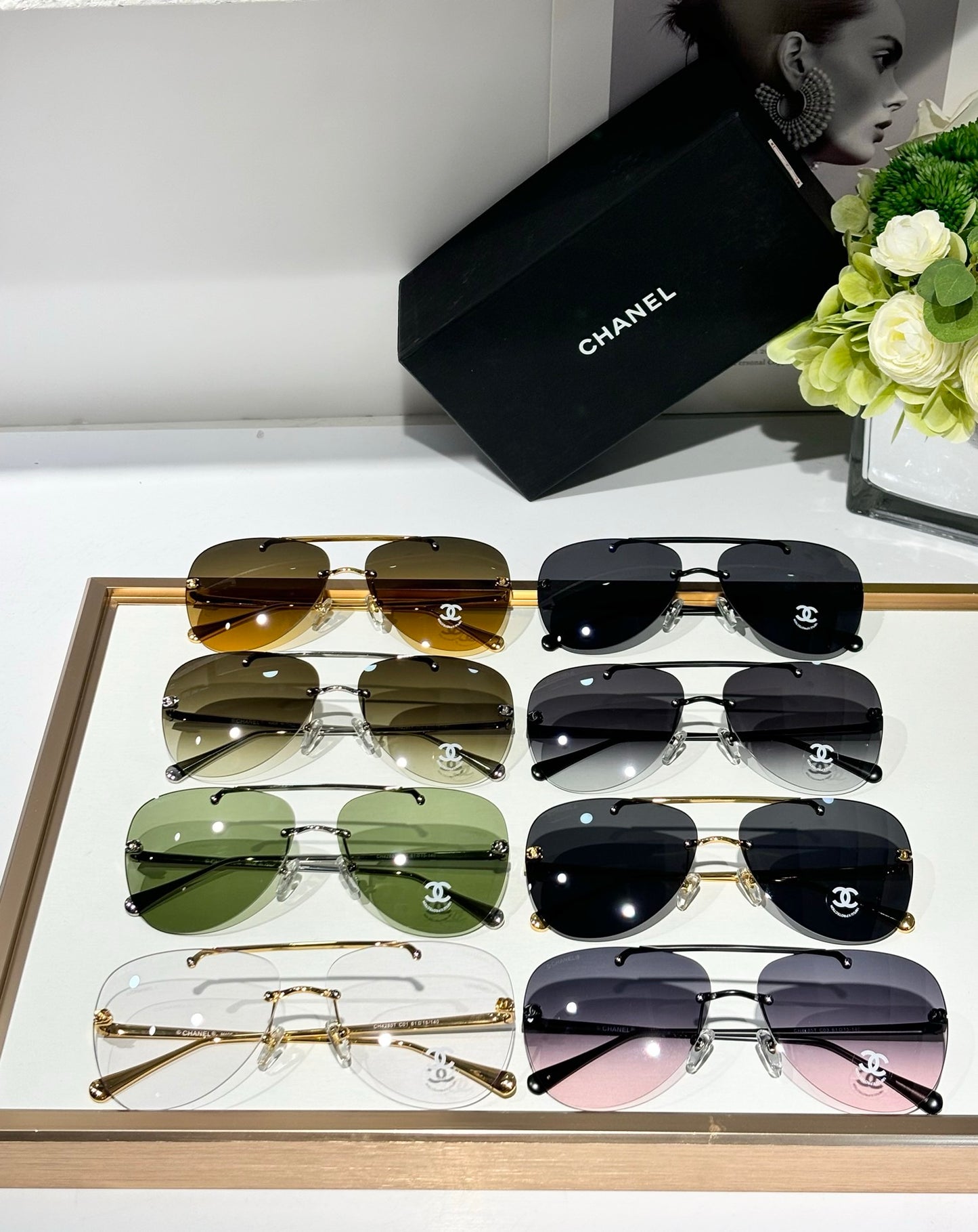 CHANEL 4285T  Aviator Pilot Women's Titanium Sunglasses  ✨$910