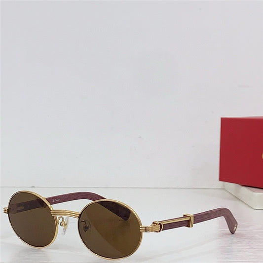Cartier Première Round-Frame Gold-Tone and Wood  CT0464S Sunglasses 🐆 $3500