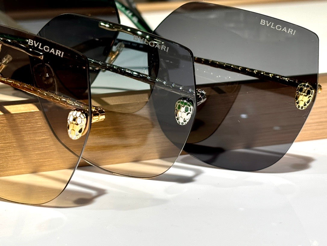 Bvlgari BV 40030 Serpenti Oversized Rimless Irregular Sunglasses ✨