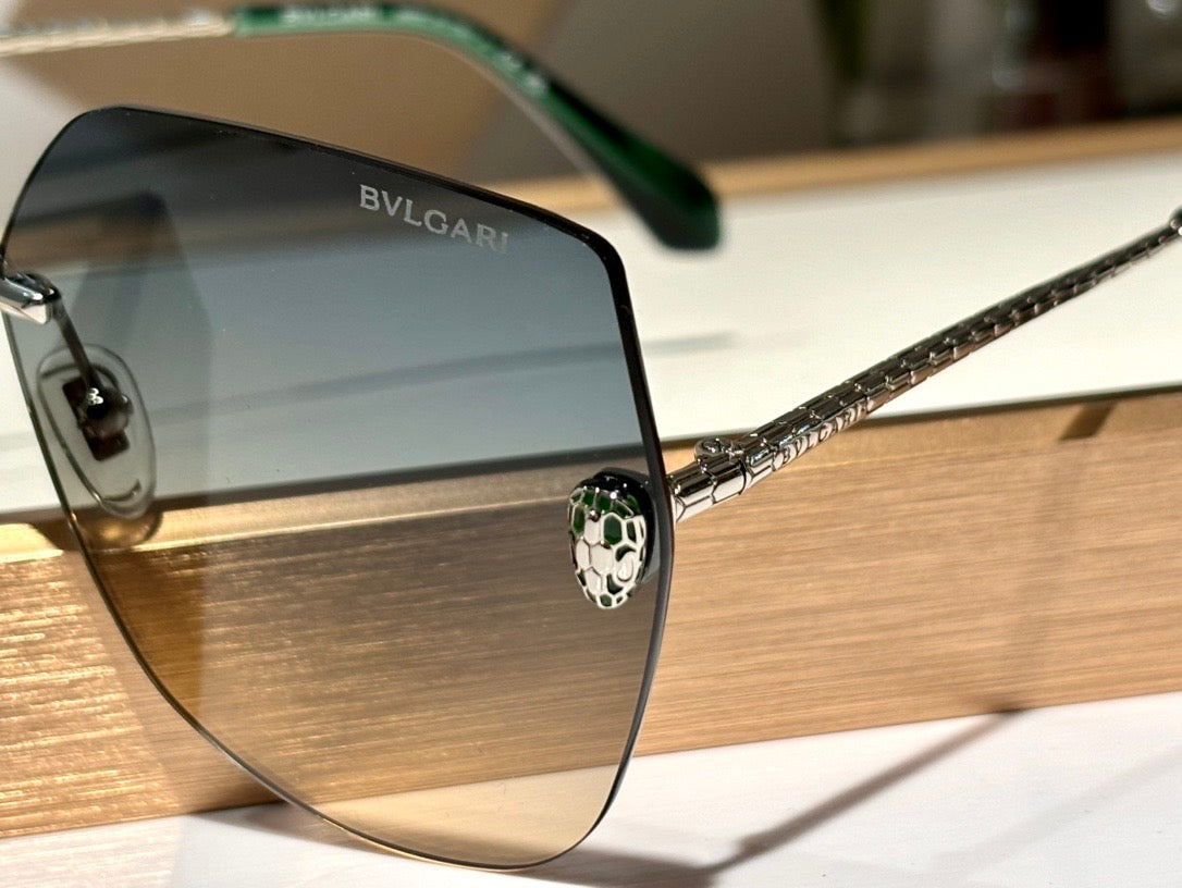 Bvlgari BV 40030 Serpenti Oversized Rimless Irregular Sunglasses ✨