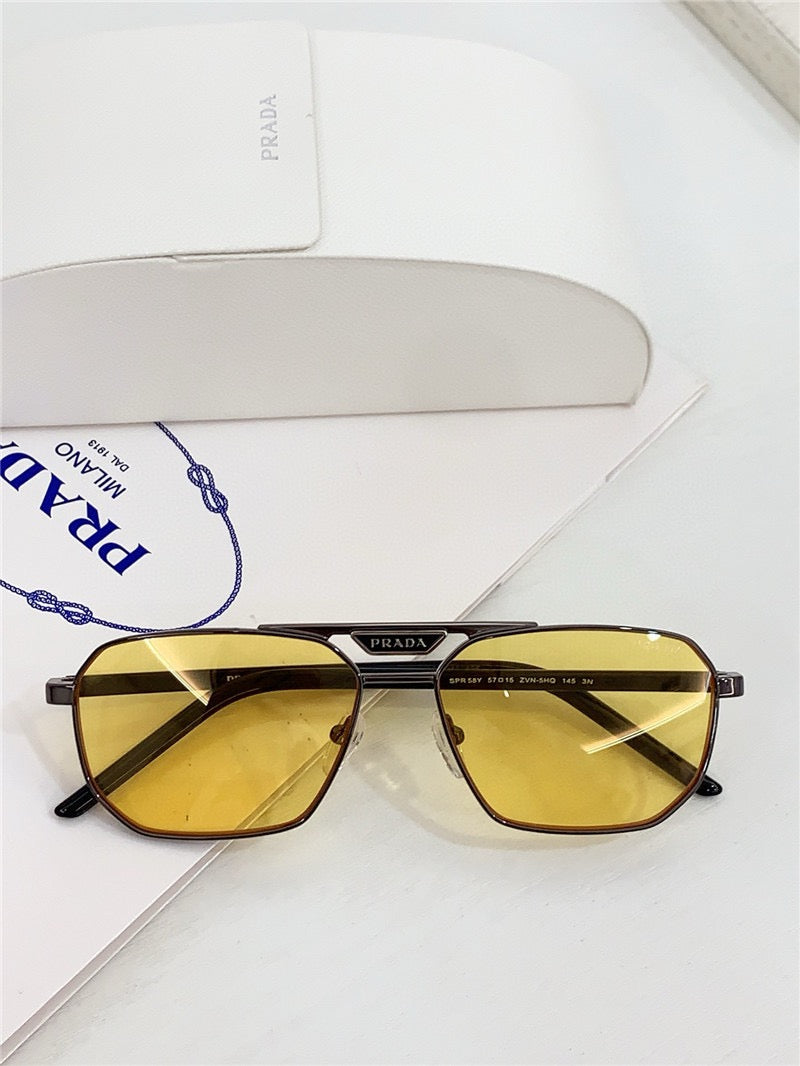 PRADA SPR 58Y Rectangle shape  Metal Sunglasses Unisex  🟥