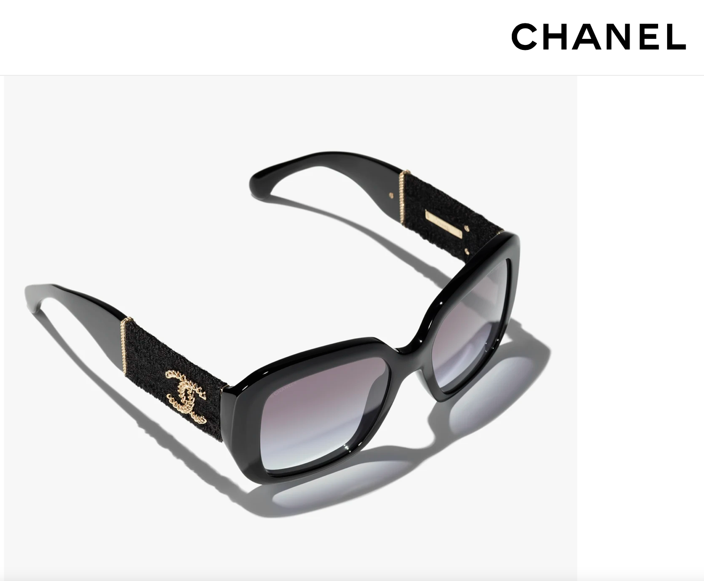 CHANEL 5512 Square Sunglasses Acetate & Tweed Black & Gold frame 6 Colors ✨ - buyonlinebehappy