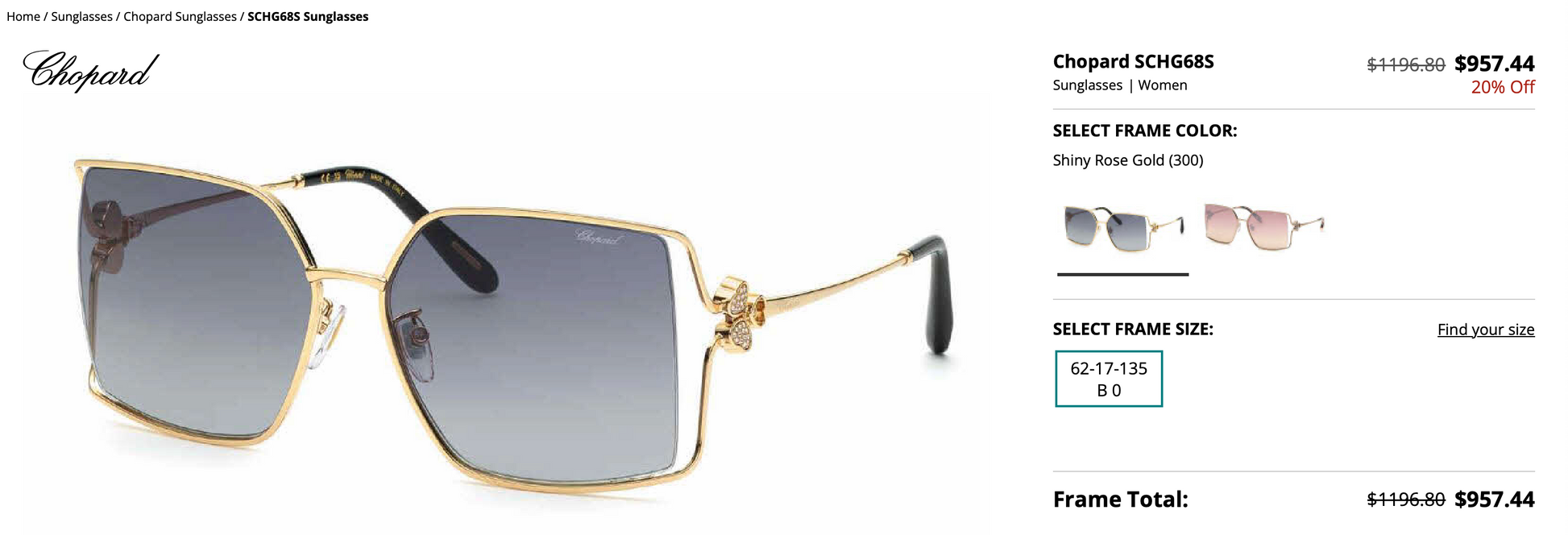 Chopard SCHG68S Sunglasses Women's  ✨ - buyonlinebehappy