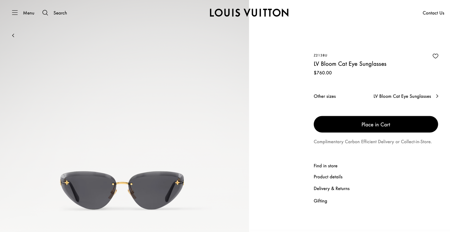 Louis Vuitton Z2138U LV Bloom Cat Eye Sunglasses ✨